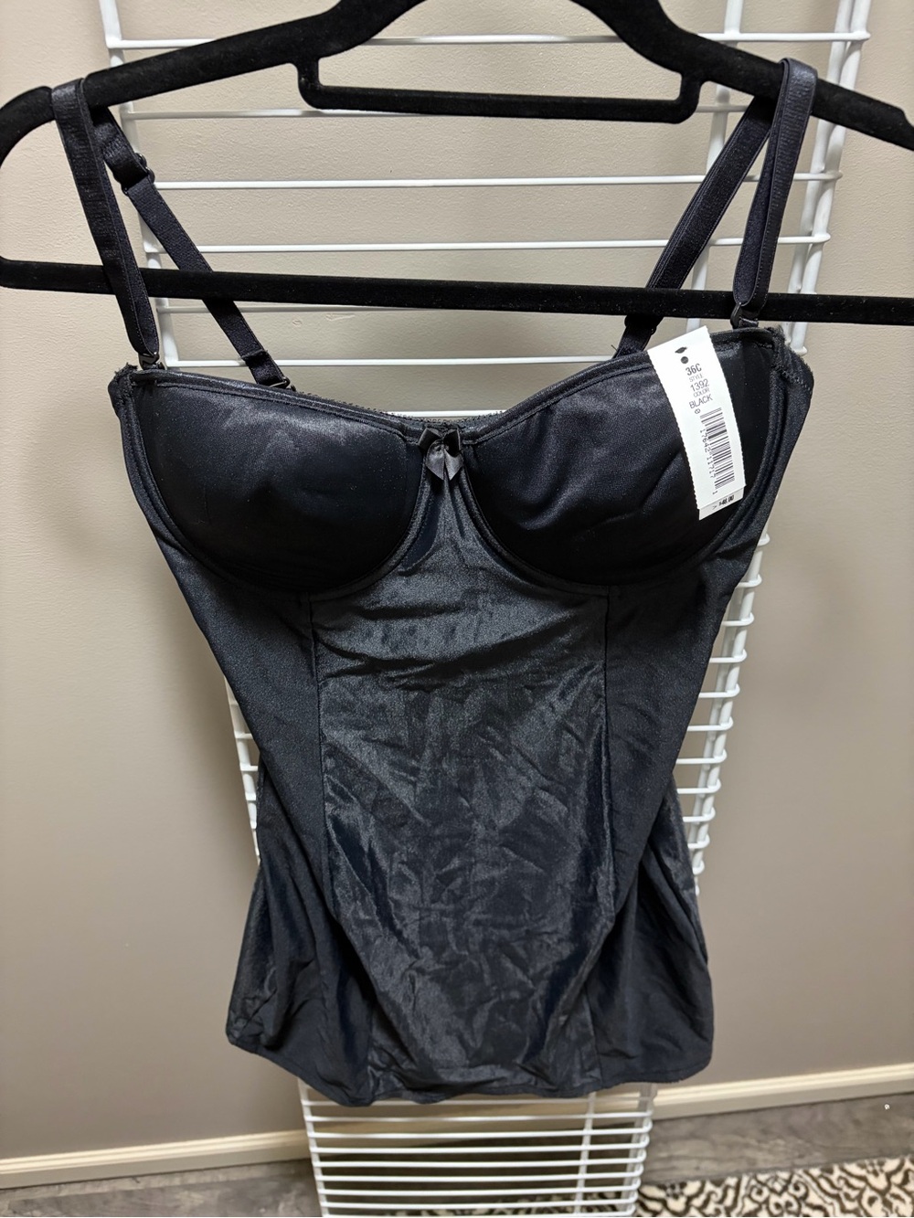 Black Shapewear Bodysuit Slip with Built-In Bra 36C